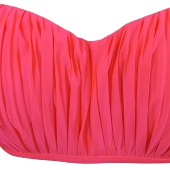 Seafolly Kiara Coral Pink Swimsuit Top Pleated Halter Tie Lightly Padded Cups - Picture 2 of 7